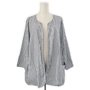 Christopher & Banks NWT Open Cardigan Womens Size 2X Long Sleeve Striped Peasant
